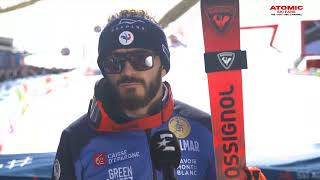 Cyprien Sarrazin interview after Saalbach Super G race March 22 2024 [upl. by Ditmore]