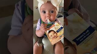 “Adorable Baby Girl Loves Her First Taste of Yogurt” healthtips cutebaby yogurt stonyfield [upl. by Semmes441]