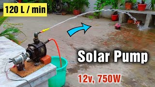 12v 750w Solar Water Pump with Car DC Motor  DIY from 220v AC Pump [upl. by Ot]