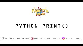 Print Python  ParottaSalna  Part 1 [upl. by Notlehs]