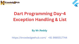 Day6  DartProgramming Exception Handling  91 9885517744 [upl. by Estes897]