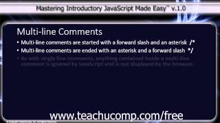 JavaScript Training Tutorial MultiLine Comments [upl. by Sension593]