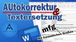 AUtokorrektur und automatische Textersetzung in Microsoft Word [upl. by Halimeda533]