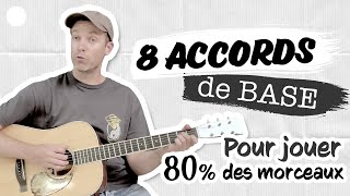 ⚪️ 8 ACCORDS de GUITARE de base pour jouer 80  des morceaux [upl. by Forelli]