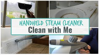 CLEAN WITH ME  HANDHELD STEAM CLEANER  SEE IT IN ACTION [upl. by Nalon]