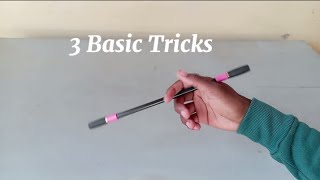 Three BASIC pen spinning tricks  pen spinning in slomo [upl. by Atisusej]