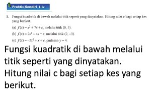 Praktis kendiri 11c No1  Matematik Tingkatan 4 Bab 1 Fungsi dan persamaan kuadratik dalam satu PU [upl. by Campos714]