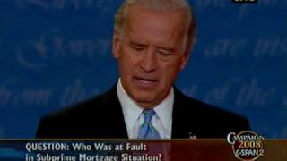 VP Debate  Subprime Mortgage Crisis Who was at fault in [upl. by Eissim]