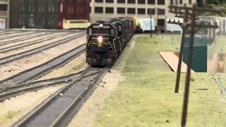 HO Scale SCL Heavy Freight with SD45 U36C and SDP35 Tsunami 2 sound and Scale Sound Speakers [upl. by Nigem]