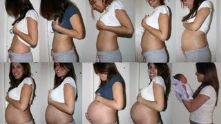 EVOLUCION DEL EMBARAZO  Crecimiento de mi panza mes a mes y posparto Pregnancy belly time lapse [upl. by Nikaniki]