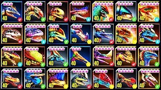 🐉 ALL MAX LEVEL 40 HYBRID DINOSAURS JURASSIC WORLD [upl. by Mcginnis]