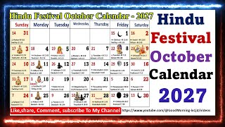 Hindu Festival October Calendar  2027 octobercalender2027 [upl. by Menken951]