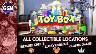 KH3  Toy Box  All Collectible Locations Treasure Chests Lucky Emblem amp Classic Games [upl. by Heigl]