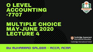 O LEVEL ACCOUNTING  7707 PAST PAPER MULTIPLE CHOICE MAY  JUNE 2020 Part 4 [upl. by Nollahs790]