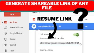 Create shareable link of a file  Google Drive  Share resume with link  Share file with a link [upl. by Gilchrist]