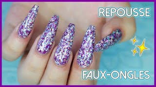 FAUXONGLES CHEZ SOI 2 REPOUSSE  Acrylique amp Gel Pailleté 💅🏼 [upl. by Pineda]