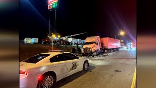 Passenger in sleeper cab of tractortrailer killed in chain reaction crash on I65 ramp in southern [upl. by Brick]